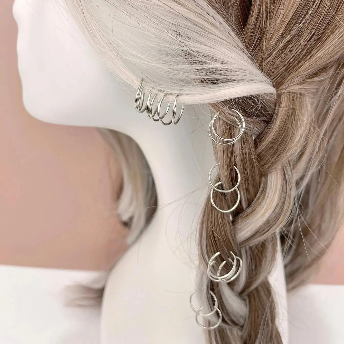 Metal open jump hair ring 50pcs dreadlocks beads hair braid rings clips dread locks braiding cuffs decoration/accessories