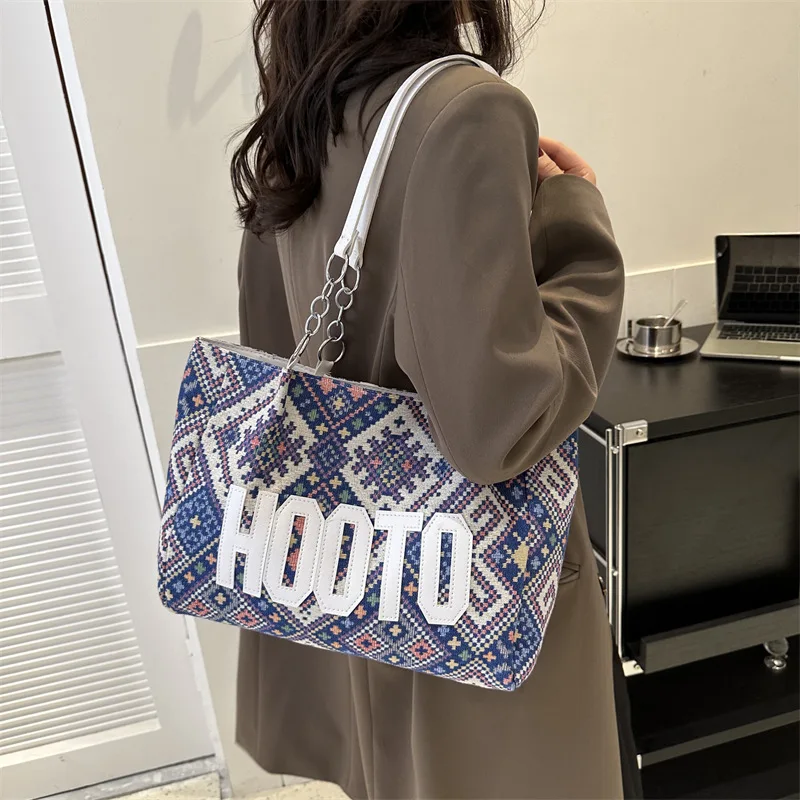 

Letter Fashion Shoulder Bag Trend Elegant Simple Handheld Oxford Butto Extra Large Capacity Women's Luxury Brand Shoulder Bag