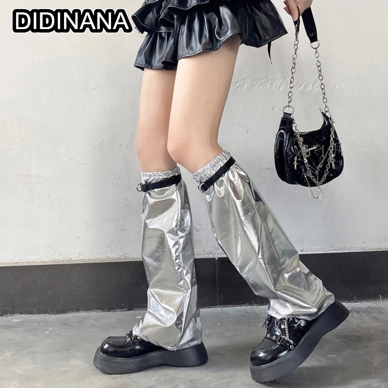 Silver sunscreen leg warmer cool Millennium leg warmer Gothic Lolita punk girl Y2K subculture woman personality