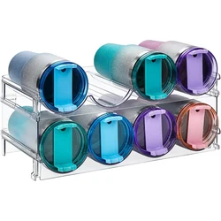 Stackable Water Bottle Storage Organizer for Kitchen Cabinets and Pantry (2 Pack)