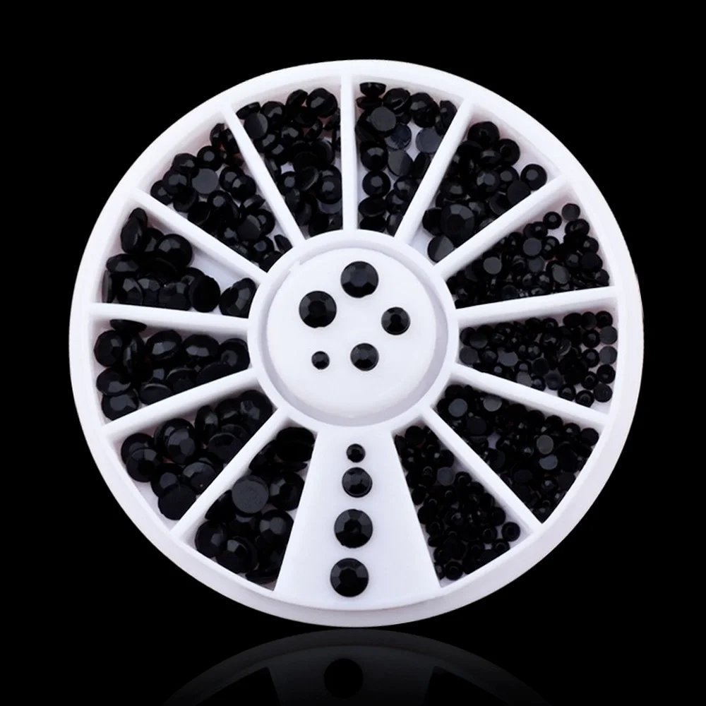 DIY 2mm 3mm Wihte Semicircle Pearl Nail Glitter Nail Rhinestones Wheel Nail Art Decorations Makeup Tools 6