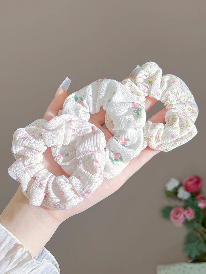 【送料無料】 コロンコロン　スタイ&コロンとしたリボンヘアバンド(パープル小花) 高弾性花柄ヘアゴム 女の子用 太腸風ヘアバンド 夏新作 ファッション