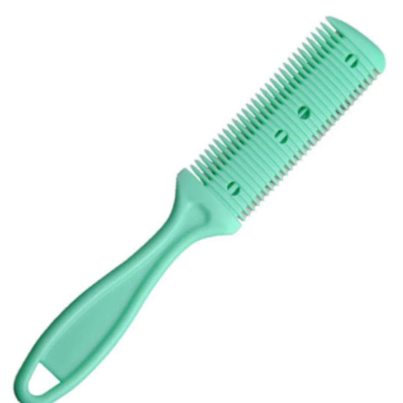 Pettine per taglio capelli Spazzole per capelli con lame di rasoio Forbici da barbiere Parrucchiere Diradamento Parrucchiere Strumenti per lo styling fai da te Manico nero - immagine 6