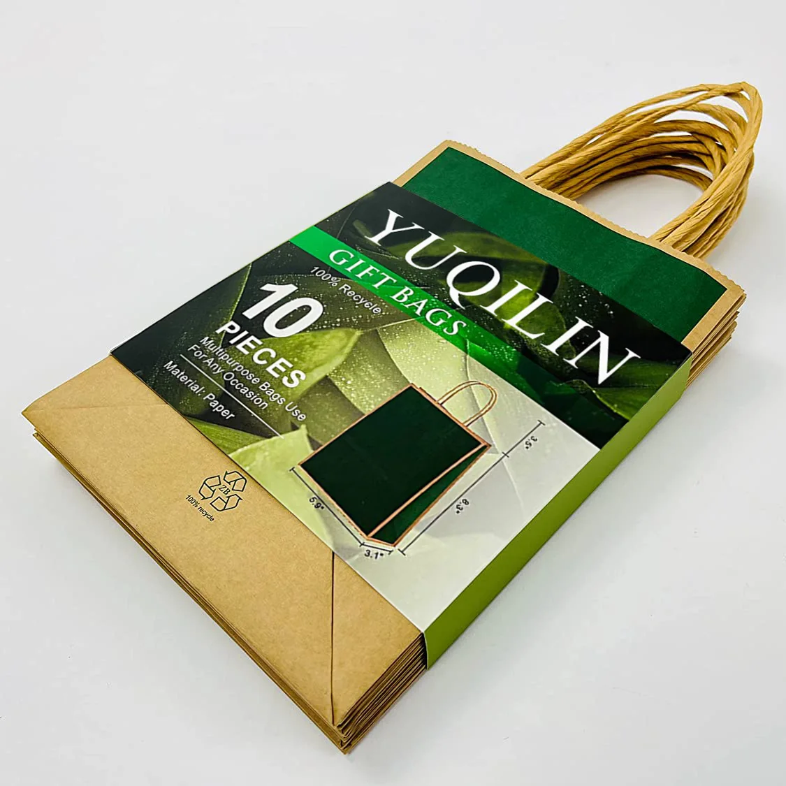 

YUQILIN 10 штук подарочных пакетов, кожа бычья кожа, 5,9 × 3,1 × 8,3 дюйма