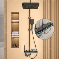 Gunmetal Gray Shower System Set Adjustable lengths Multifunctional Piano Keys Bathrooms Shower Set Ambient Lighting 1
