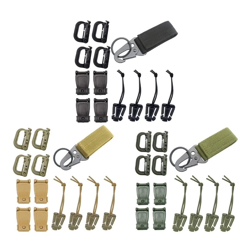 

13Pcs Tactic Backpacks Vest Keyring Multipurpose D-Rings Locking Water Tube Clip