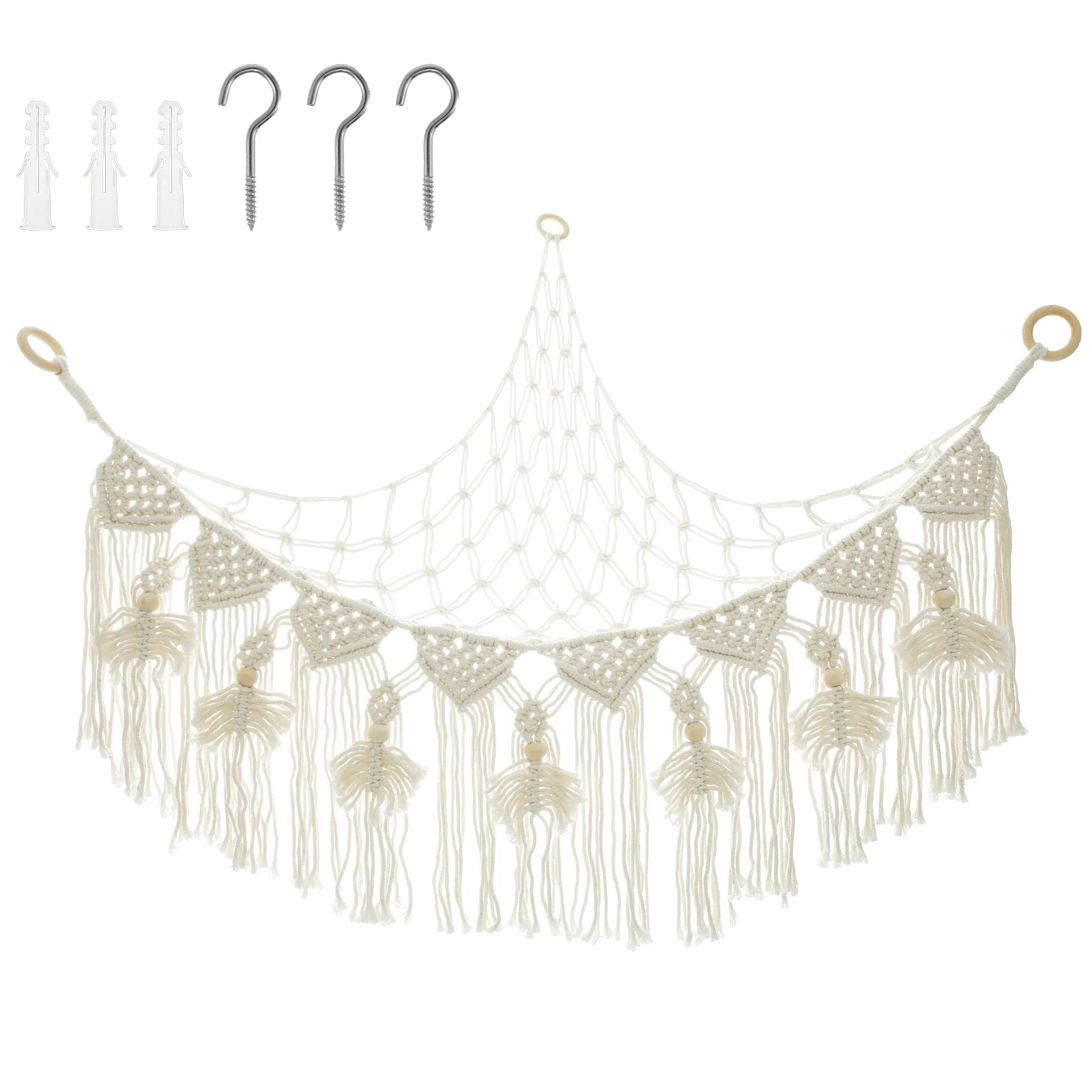 綿ロープぬいぐるみハンモック、ぬいぐるみネット、省スペースおもちゃ、コーナーハンギングオーガナイザー