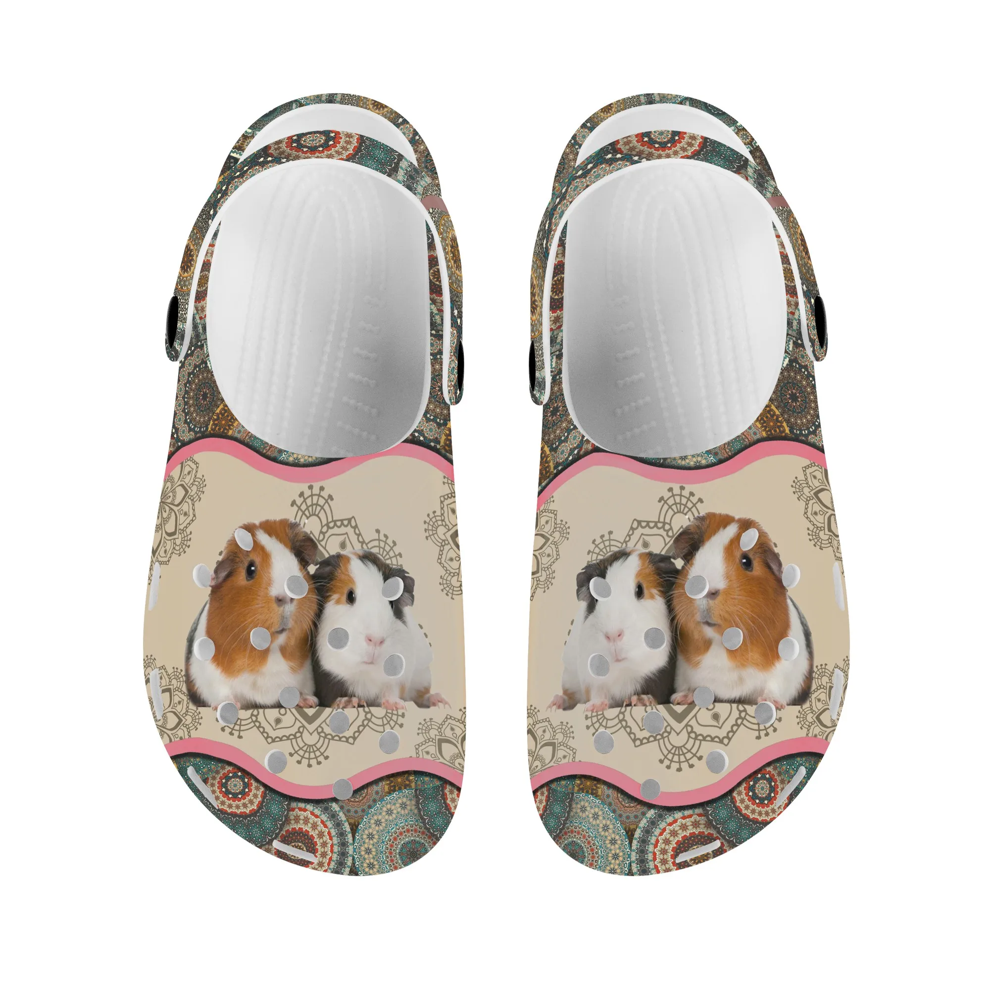 Guinea Pig Tribal Design Casual Sandals Outdoor Indoor Non-slip Heel Strap Garden Shoes Lightweight Flats Slippers Female