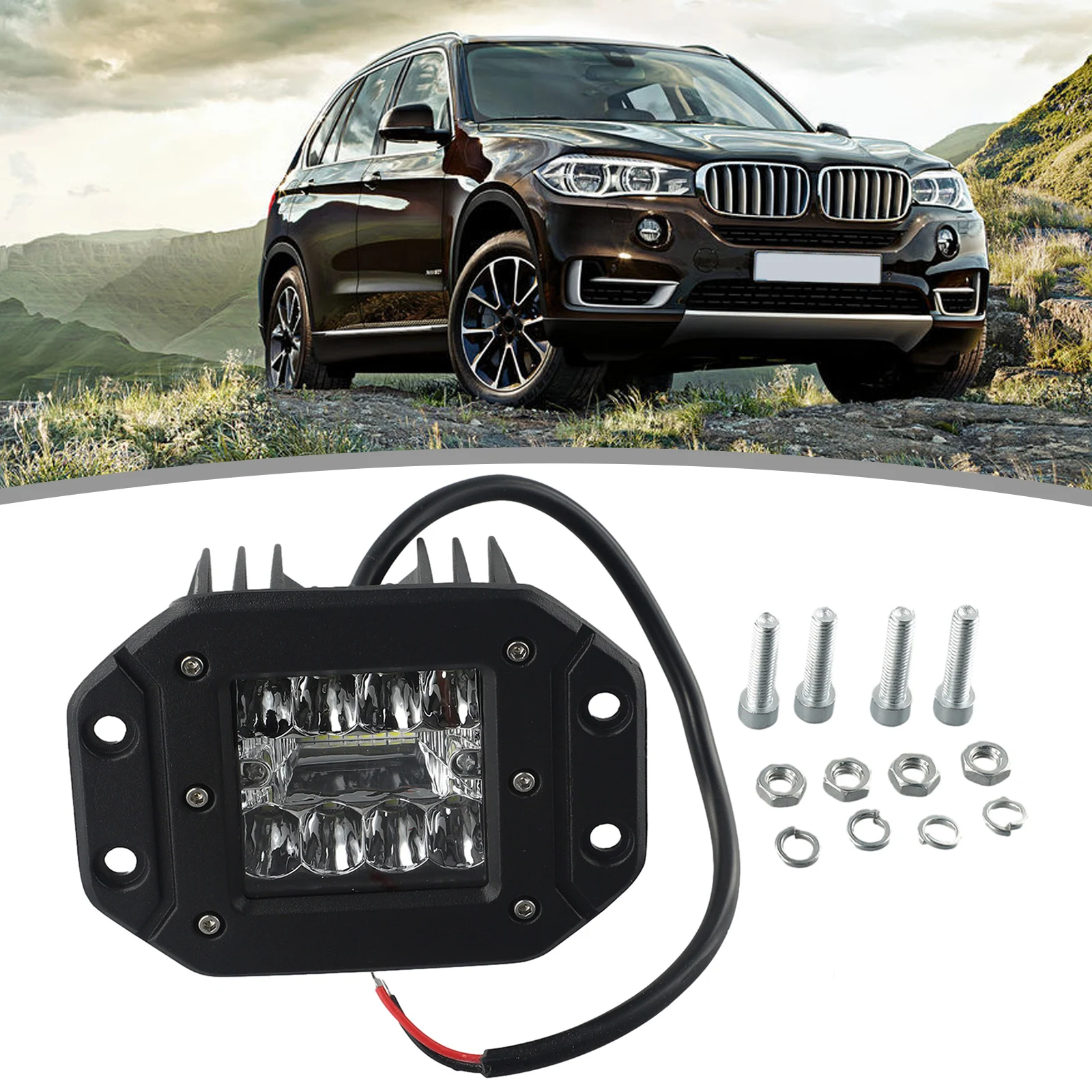 

16W 1600LM Work Light Ultra Bright Flush Mount LED Light for Off Roading Universal Fitment 16pcs LED Aluminum+LED