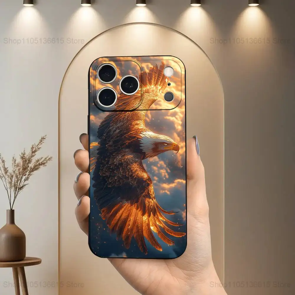 Sleek Black Eagle Design Soft Silicone Phone Case
