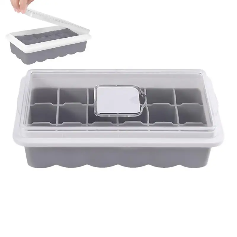 커버가 있는 얼음 제조 용기, 얼음 블록 메이커 트레이, 바, 홈, 펍, 호텔 음주 용품, 사각형 아이스볼 트레이, 18 그리드 