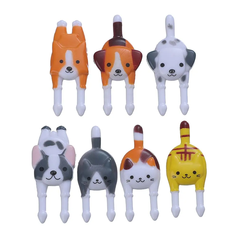 Cartoon Kitten Puppy Fruit Fork Mini Children Snack Cake Dessert Pick Toothpick Bento Sign