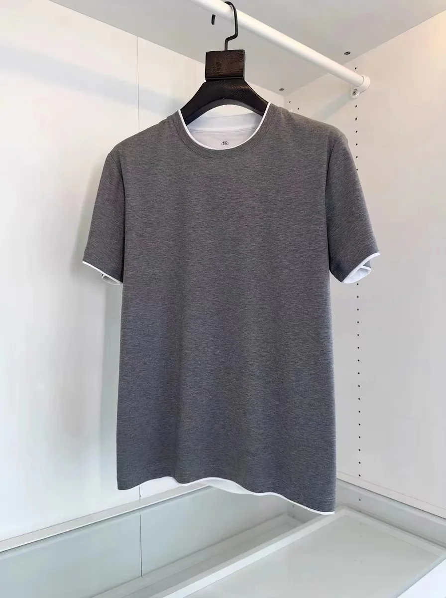 thumbnail image 1 of 24ss GIOIO Marca de moda BC Camiseta de manga corta con cuello redondo, informal, clásica, versátil, de algodón de fibra larga, para hombre, talla grande M-3XL, 1 of 4
