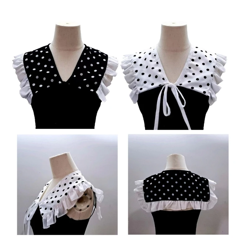 

Peterpan Collar Ruffled Collar White Vintage Large Lapel Half Shirt Collar Sweet Girls Large Lapel Decorative Shawl