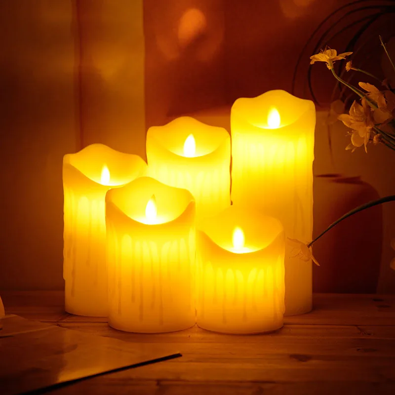 LED Candle Lamp for Home Decoration Cylindrical Flickering Flameless