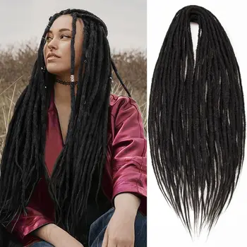 24" Dreadlocks Extensions Crochet Hair for Women 10 Strands Handmade crochet hair braids 0.6cm Hippie Double Ended Dreadlock 1