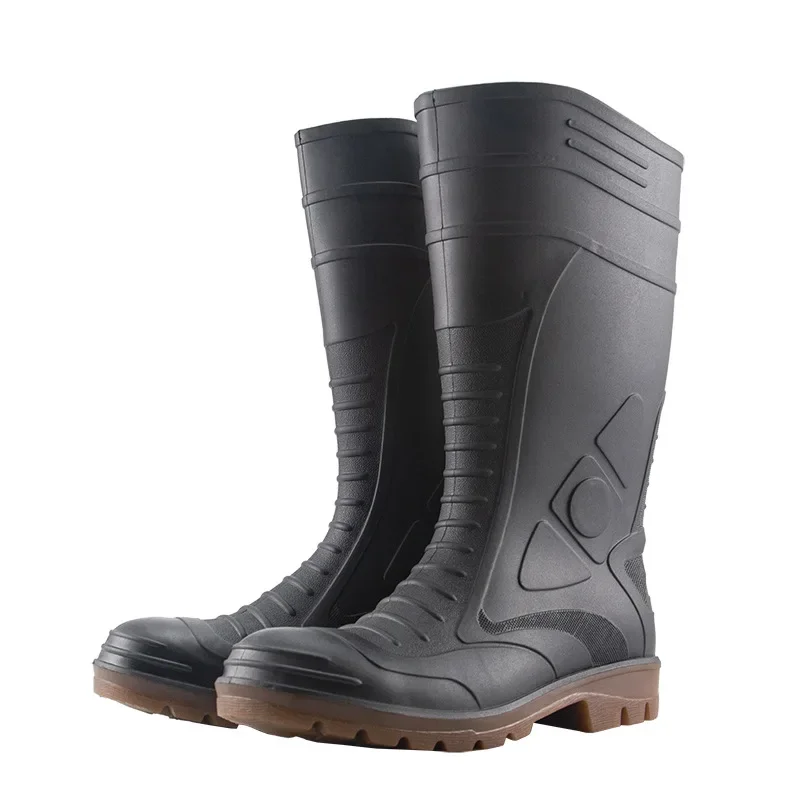 High-top Anti-slip Rain Boots For Motorcycle Workers Safety Protection Mining Boots Steel Toe Rubber Cover