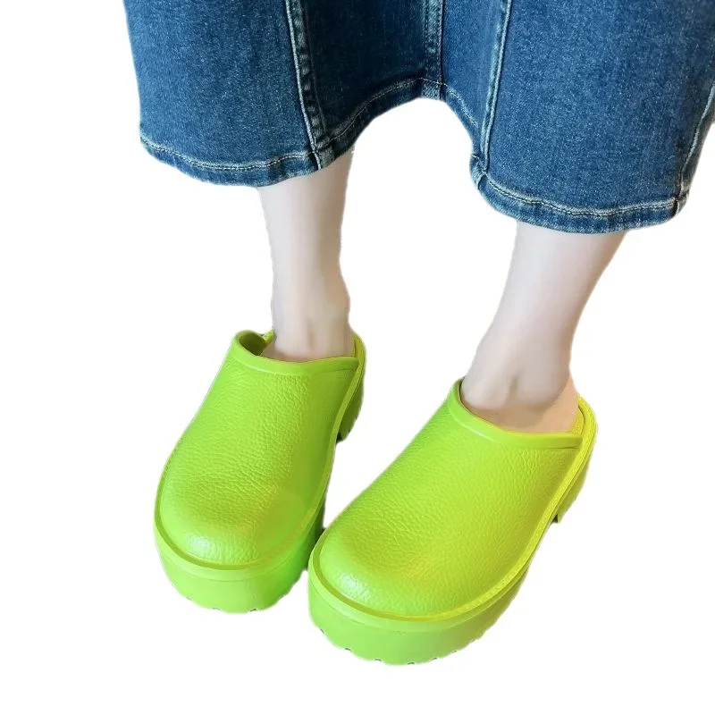 2023 Women Summer Slippers Platform Flat Heel Outdoor Mules Shoes Fashion Casual High Quality Ladies Thick-Sole Beach Slides