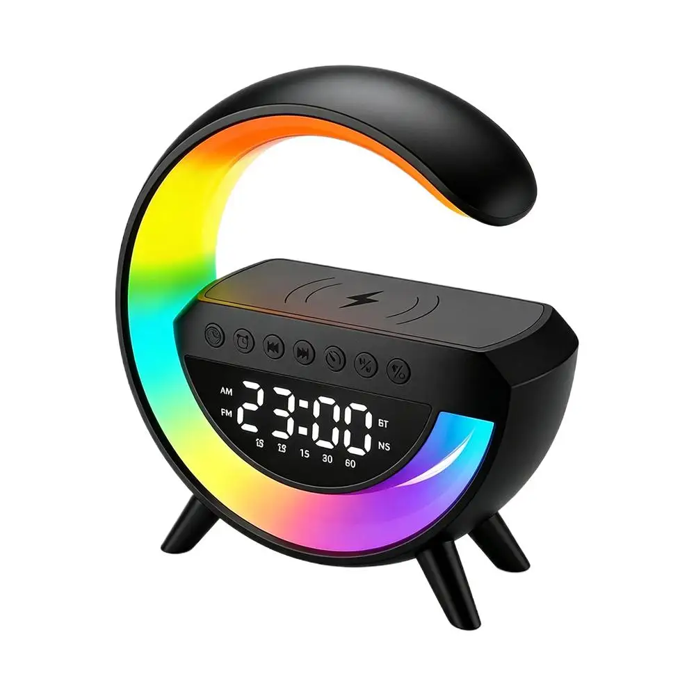 New Bluetooth Speaker Wireless Charger Table Lamp RGB Alarm Clock Sound Box LED Portable Mini Party Loudspeaker