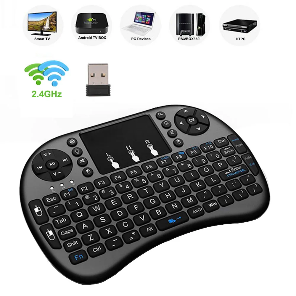 2.4GHz I8 Keyboard Wireless Mini Keyboard Flying Mouse Touch Digital Computer Keyboard Dry Battery Small Keyboard For Laptop TV