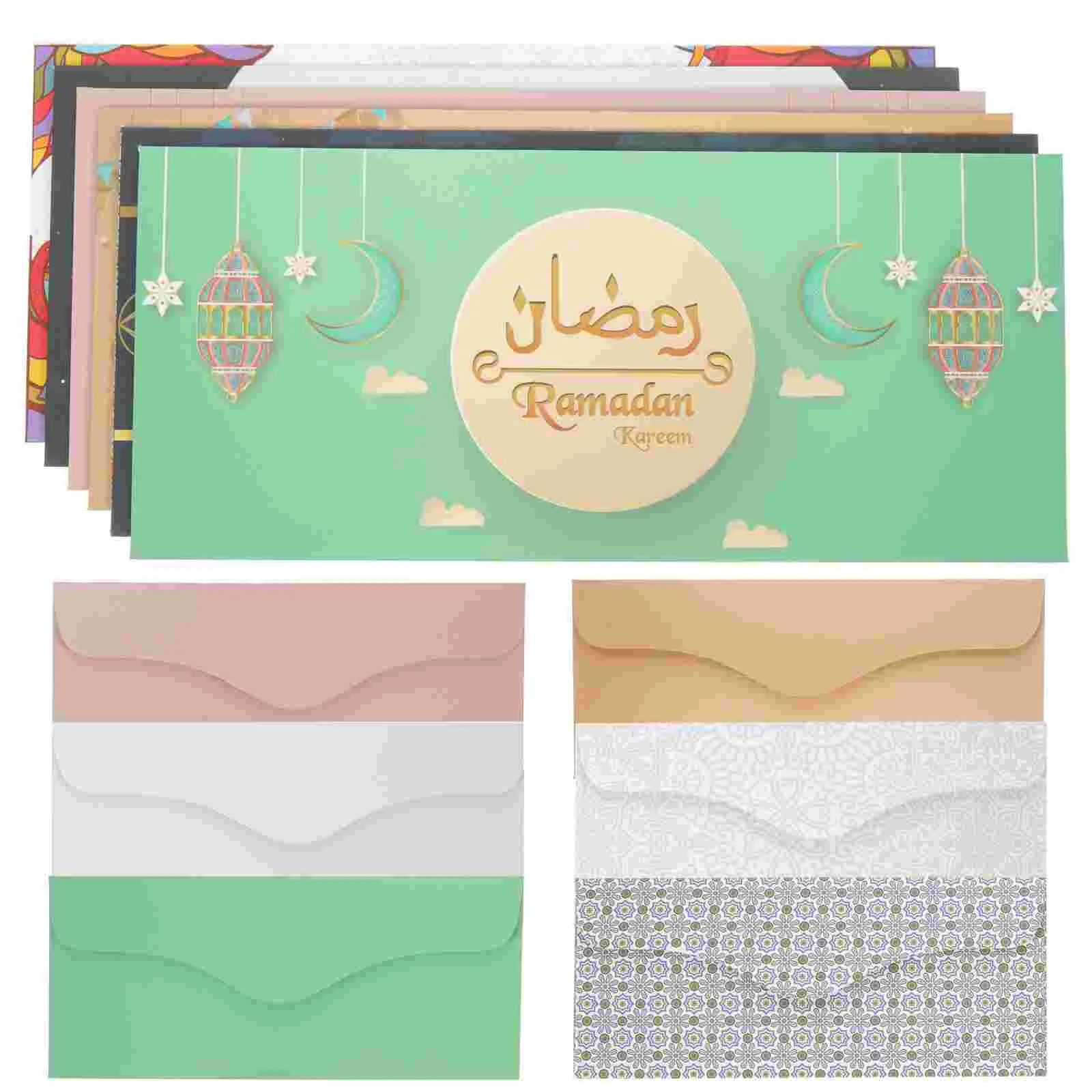 Eid 축제 라마단 카드용 빨간 봉투, 인사 가방, 프리미엄 종이 파티 필러, 빈 휴일 선물, 6 개