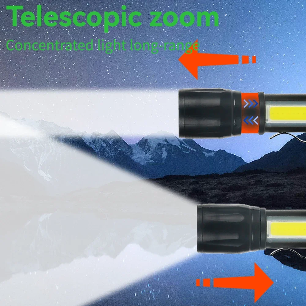 Mini Rechargeable LED Flashlight Use XPE COB Lamp Bead Double Light Source Flash Light for Adventure Camping Fishing Mountaineer led flashlight mini flashlight led flashlights mini led flashlight