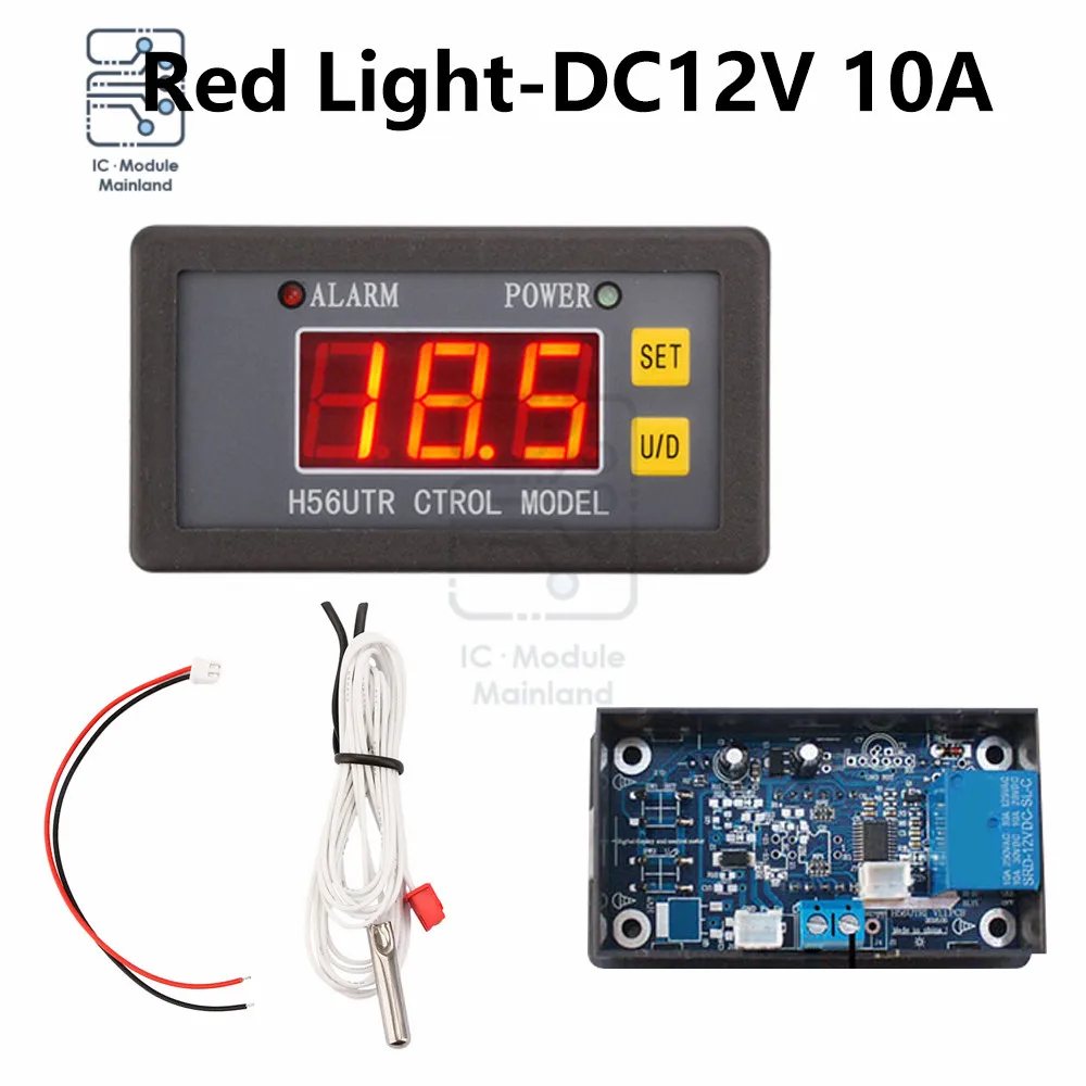 

H56TR Digital Temperature Controller AC220V DC12/24V Heating Cooling Centigrade Thermostat with NTC Sensor Probe