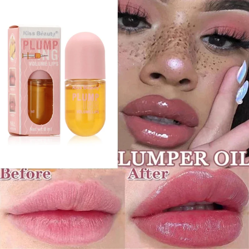 Long Lip Plumper Oil Lasting Instant Lip Sleeping Mask Serum Collagen Volume Increases lip makeup,lip plumper