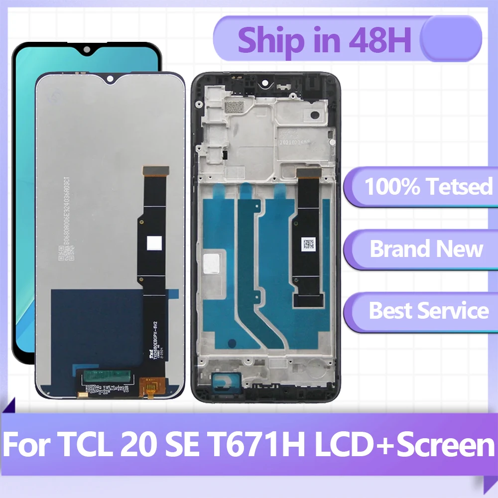 

ЖК-дисплей 6,82 дюйма для TCL 20 SE T671H T671F 20Se, сенсорный дигитайзер в сборе, запасная деталь, рамка для ЖК-экрана