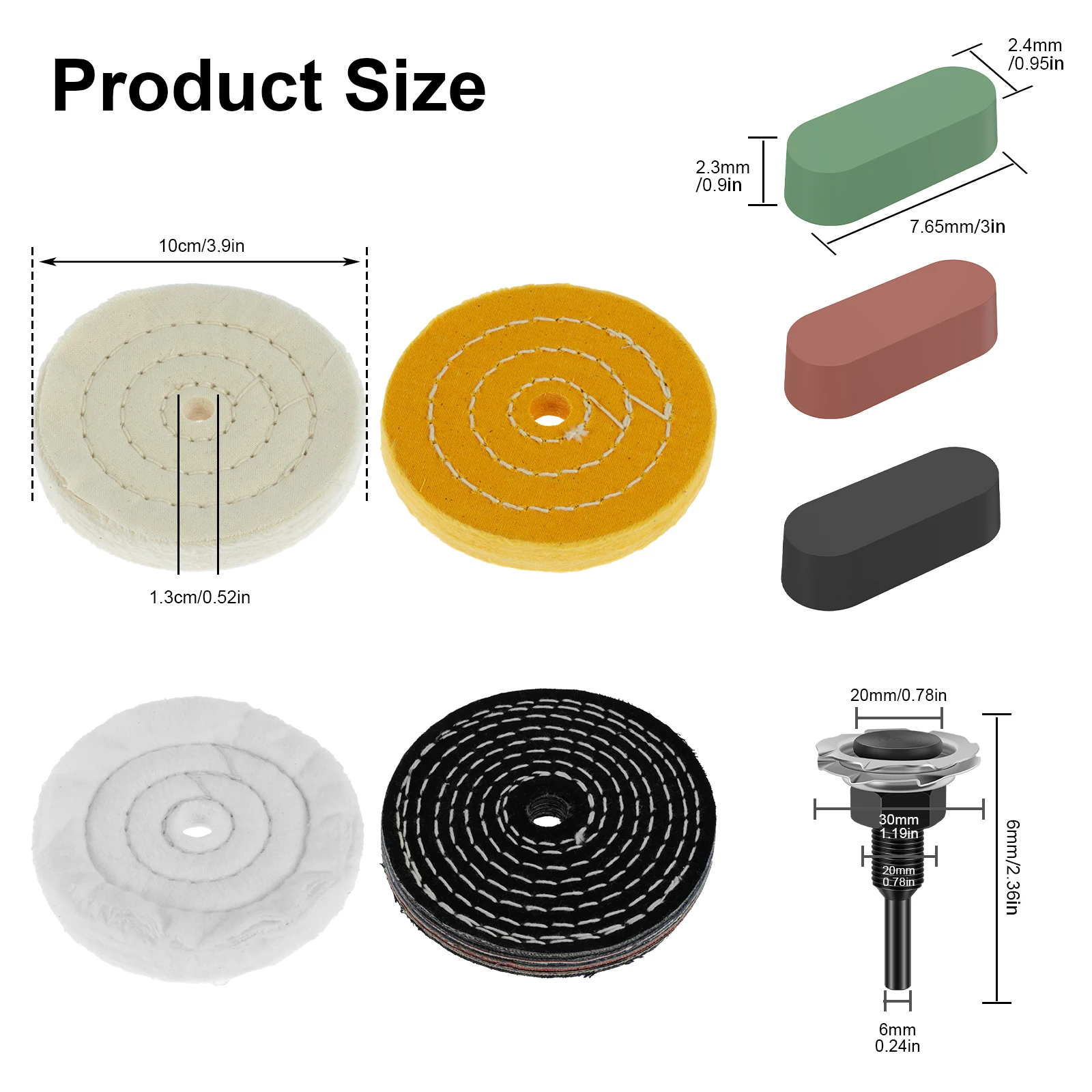 Reusable Cotton Polishing Wheel Kit for Metal Jewelry Glass