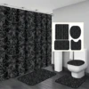 4pcs Waterproof Durable Baroque Style Background Multipurpose Decorative Shower Curtain With 12 Hooks, For All Scenarios 1