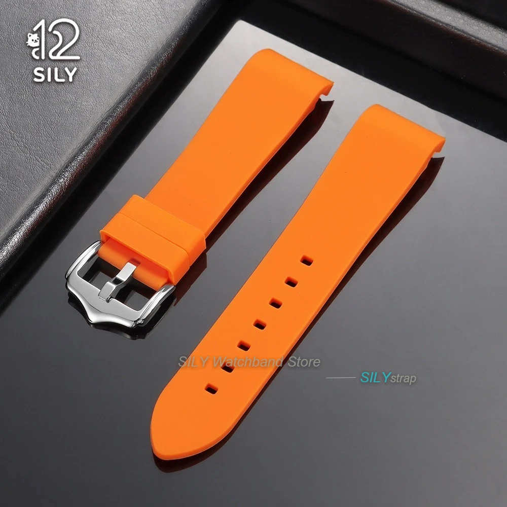 Curved End Silicone Sport Watch Band - Soft, Waterproof Replacement Wrist Strap