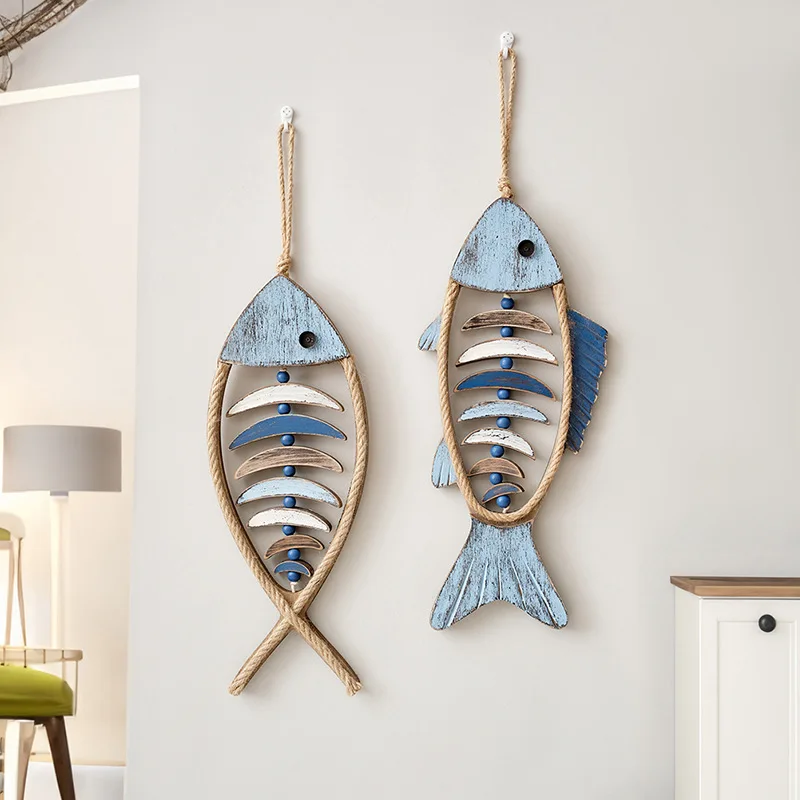 Mediterranean Style Decorative Fishing Net Fish Shaped Small Pendant Wall  Decoration 3D Background Porch Hanging Room Bedroom - AliExpress