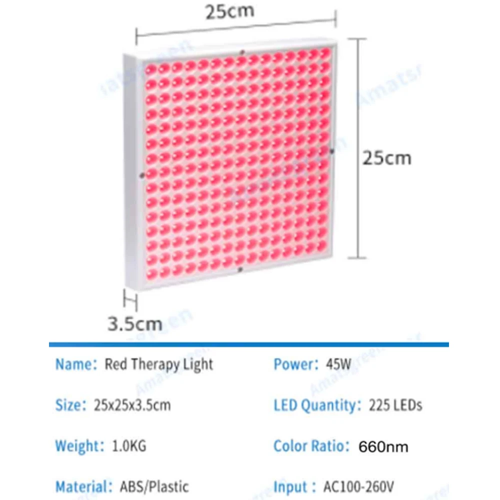 Pure Red 660nm LED Red Light Therapy 45W Skin Pain Relief Therapy Lights