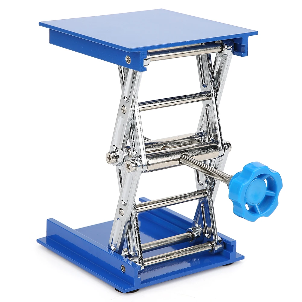 100 X 100mm Blue Electroplated Aluminum Lab Lifting Platform Stand Rack Scissor Jack Lifter