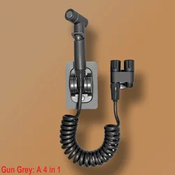 Handheld Bidet Sprayer Set for Bathroom with Dual Outlet Angle Valve (Gun gray A 4 in 1)