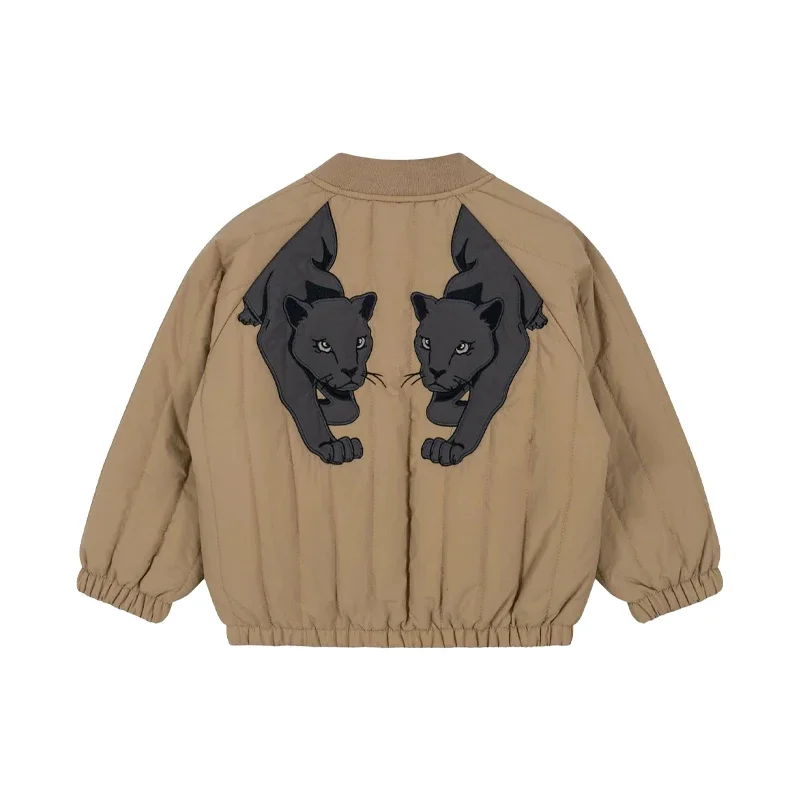 New Winter Children Warm Jacket Girls Lamb Wool Hooded Jacket Boys Swan Printed Cotton Kids Clothing