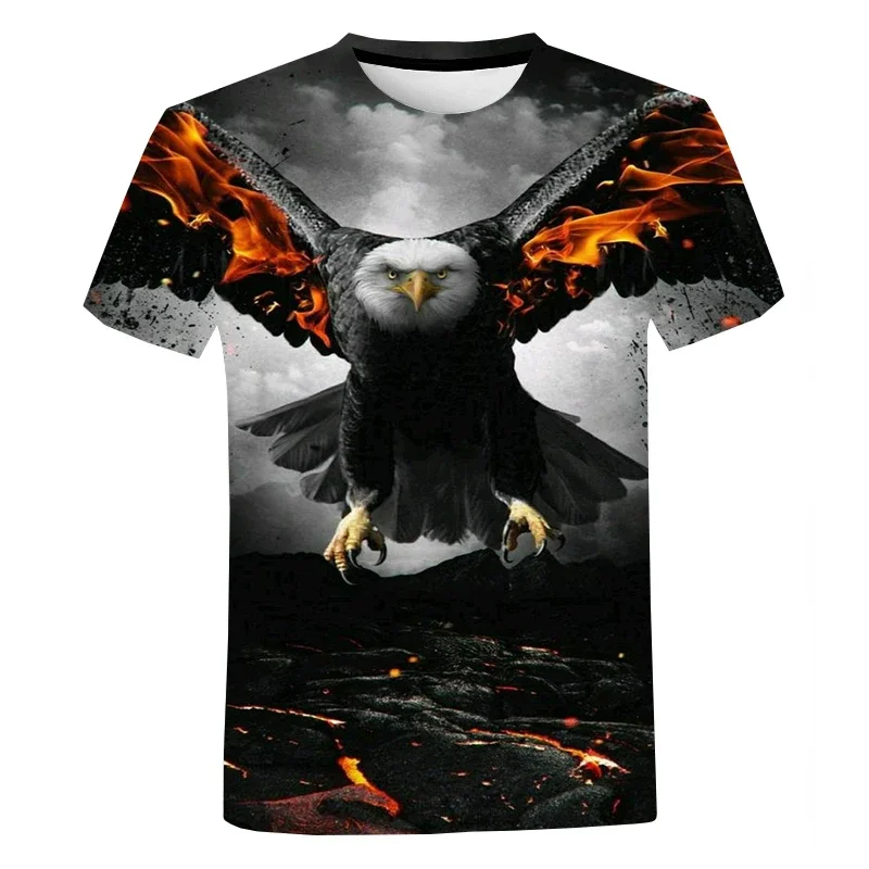 thumbnail image 1 of Camiseta con estampado 3D de animales de águila de verano, camiseta de moda para mujer, camiseta de manga corta con cuello redondo, camiseta de gran tamaño, 1 of 5