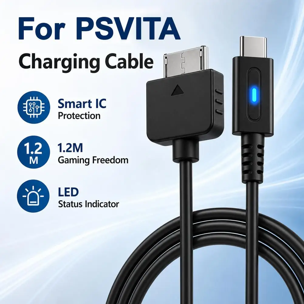 플레이스테이션 비타 1000 컨트롤러 충전 어댑터용 USB C 케이블, PS 비타 1000 콘솔용 LED 변환 케이블, C타입 전원 케이블