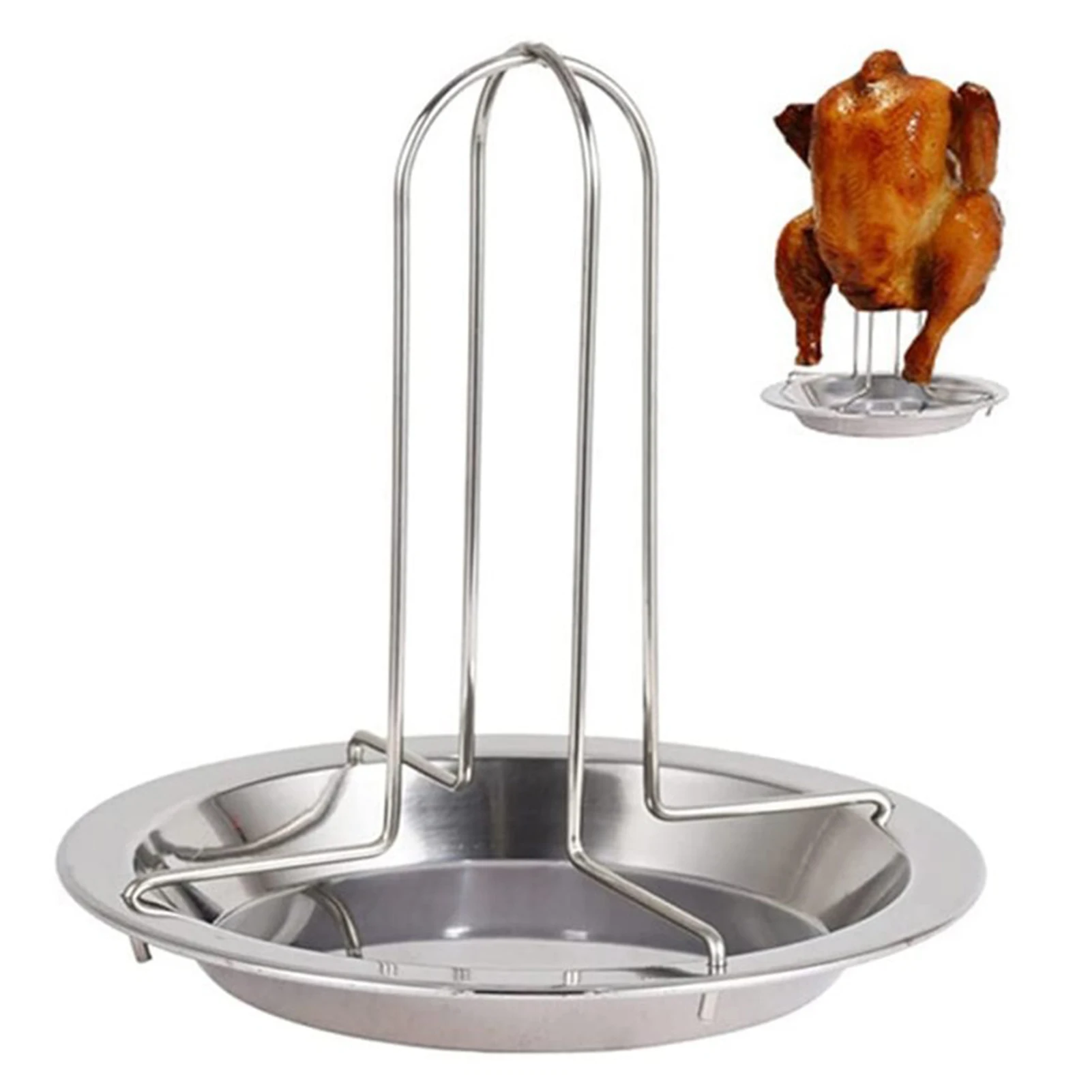 Chicken Grilling Supplies Non-stick Stainless Steel Chicken Grill Stand Food-Grade Roaster Stand Drip Pan Chicken Holder For Oven
