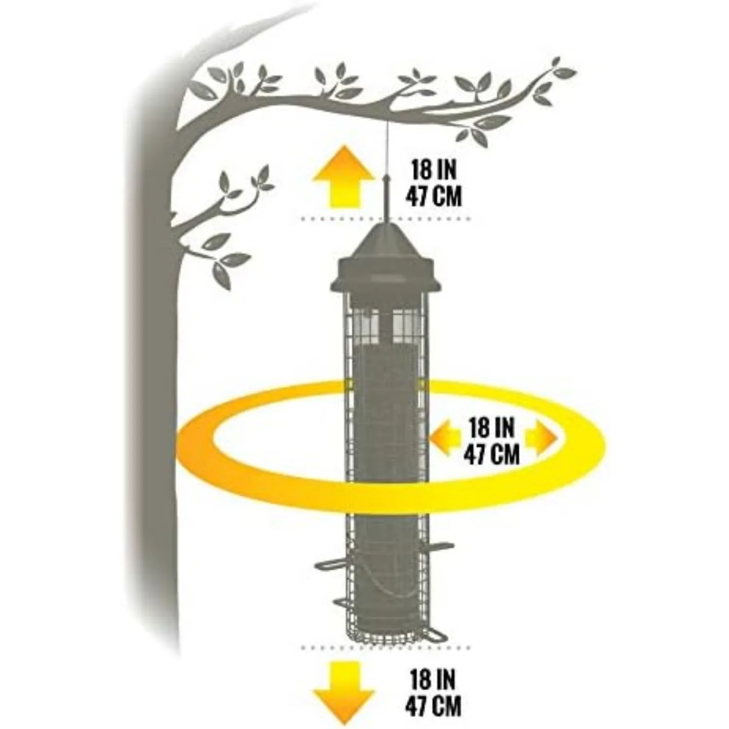 Squirrel Buster Finch Squirrel-proof Bird Feeder W/4 Metal Perches & 8 Feeding Ports 2.4-pound Thistle/Nyjer Seed Capacity