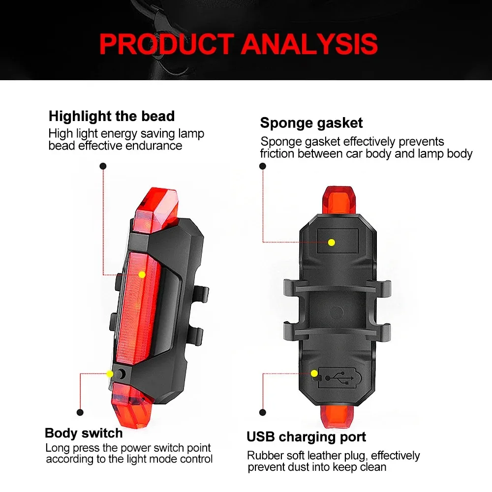 Bicycle lights USB Rechargeable taillights night riding safety equipment for road bike mountain bike