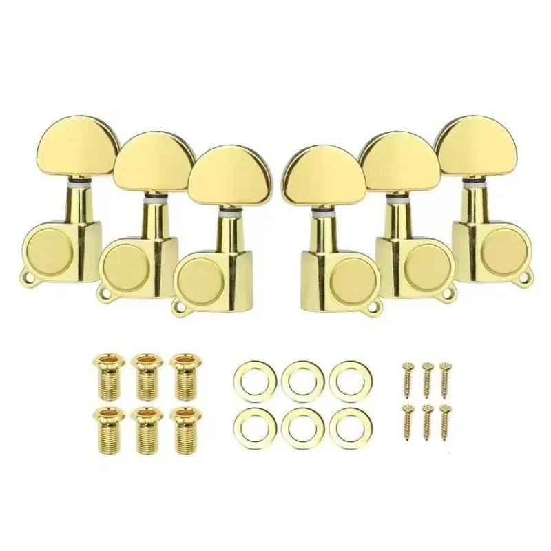 

6Pcs Guitar String Tuning Pegs Tuner Semi-Closed/All-Closed Golden Guitar String Button Tuner Machine Heads Guitar Accessories
