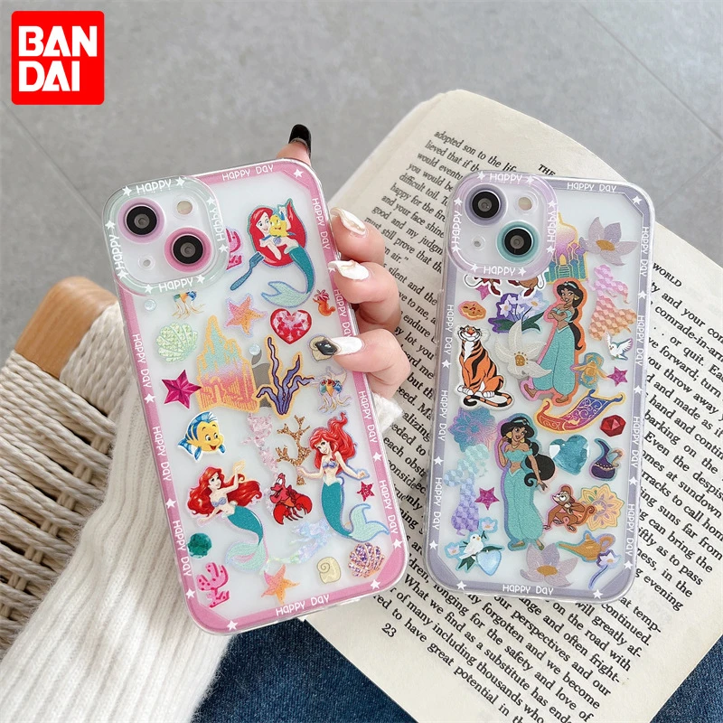 Bandai Brand Jasmine and Ariel Princess Clear Silicon Phone Case For iPhone XR Xs Max 8Plus 11 12 13Mini 13 Pro Max Cover 13 pro max case