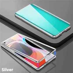 Premium 360° Magnetic Metal Protection Phone Case with High Definition Double - Sided Glass Cover for Galaxy A35 (Silver)
