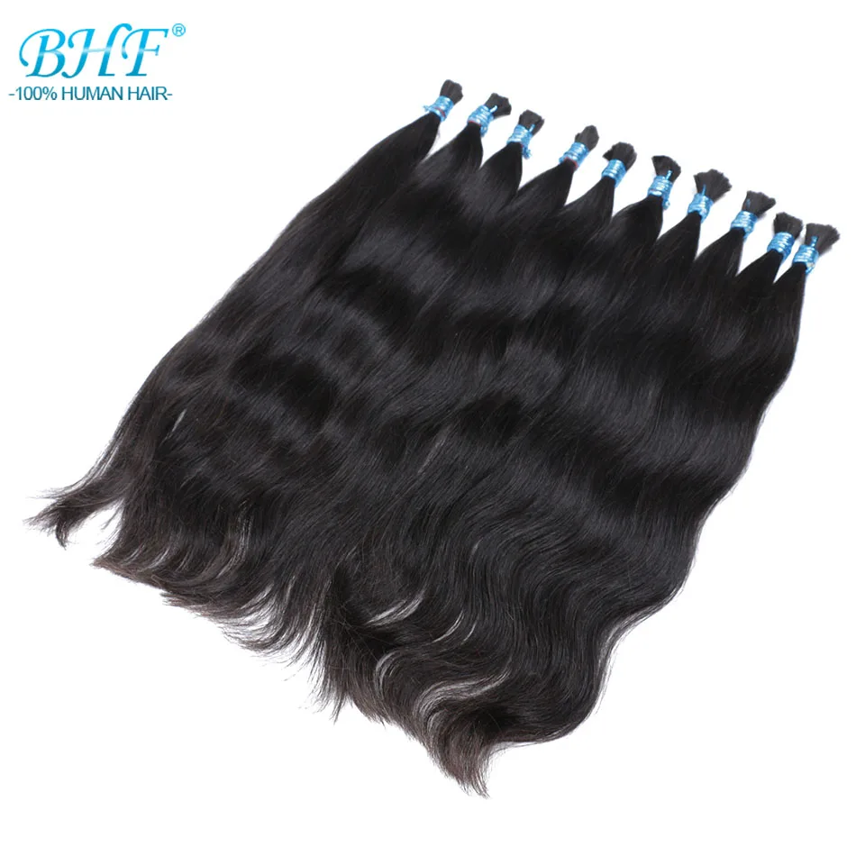 BHF Human Braiding Hair Bulk No Weft Extensions Remy Straight Bulk Human Hair For Braiding Micro