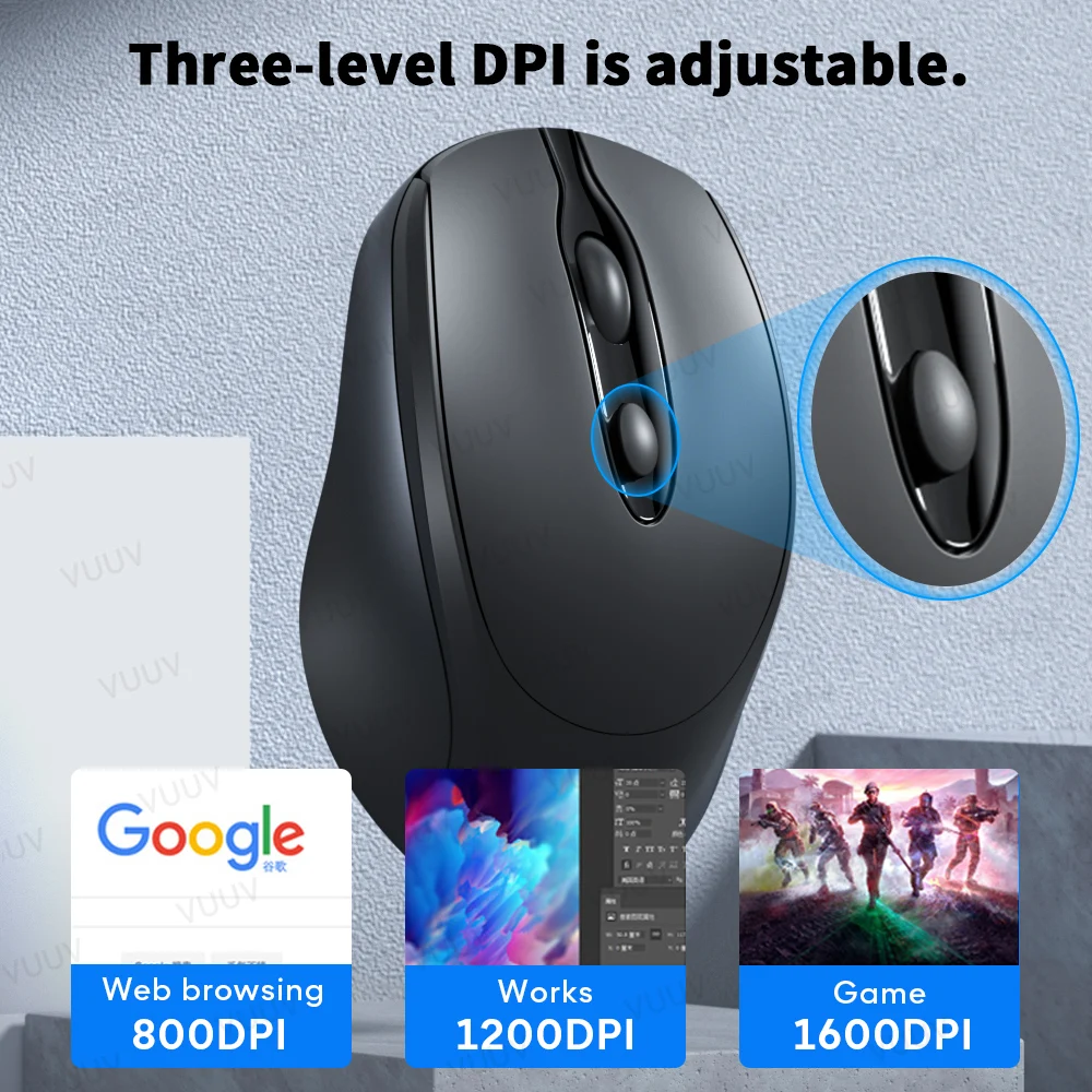 Wireless Mouse Ergonomic Bluetooth Rechargeable 1600DPI MacBook Tablet Laptop Accessories