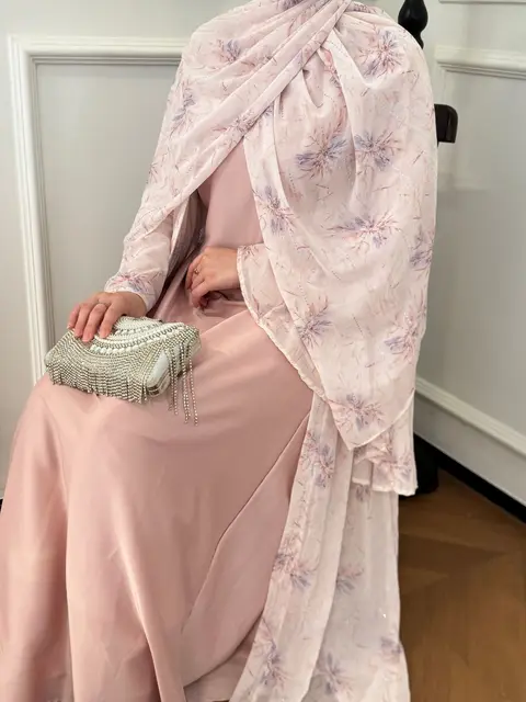 Robe d'Aïd pour femmes, abaya musulmane, ensemble 3 pièces, robe longue en mousseline de soie, kaftan, robes de fête du Ramadan, vestidos, Maroc, Dubaï, jalabiya, arabe