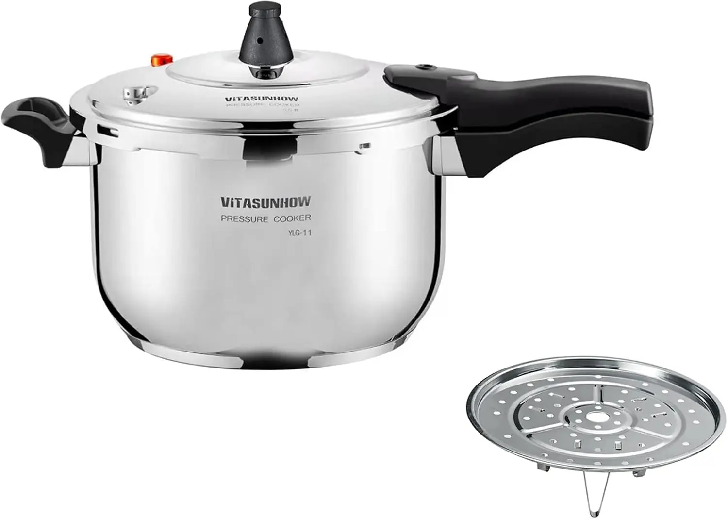 Pressure Cooker with Steamer Basket Faster Cooking and Safety Pressure Release