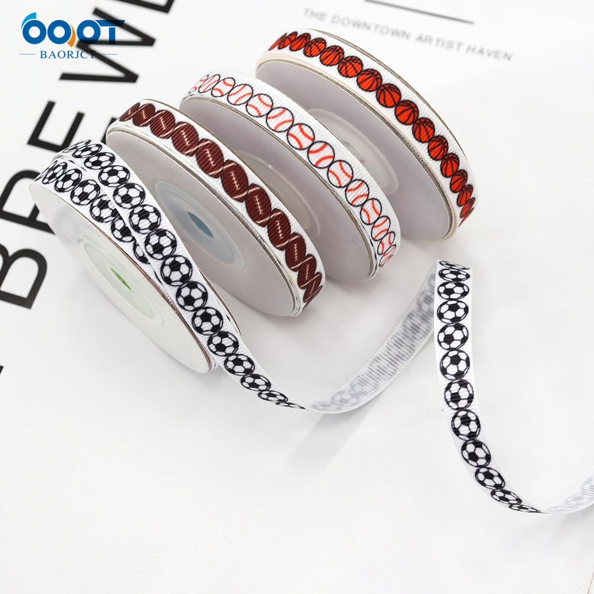 Sports Geometric Basketball And Football Ribbons,10MM 10Yards Bow Cap Accessories Party Gift Wrap DIY Handmade Materials